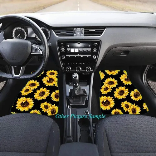 Vista 2 de Xhuibop Alfombrillas de automóvil con diseño de girasol, mariposa, elefante, para mujer, SUV, decoración interior de niña, camión, juego completo, 4