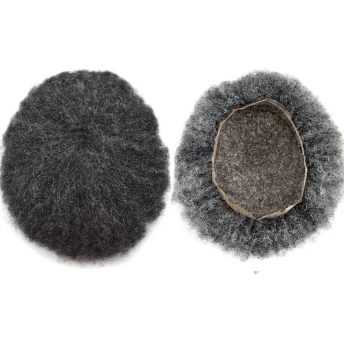 Vista 24 de Afro Toupee para hombres negros, unidad de cabello humano brasileño de encaje francés para hombres afroamericanos africanos y negros, sistema
