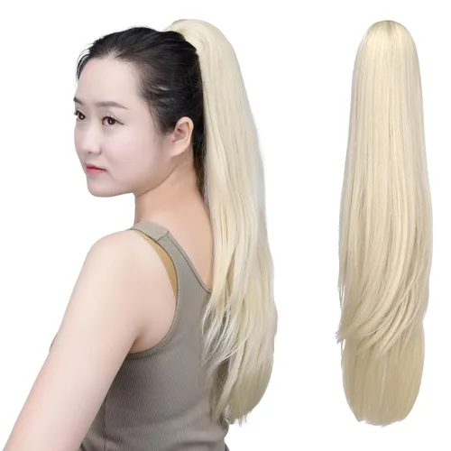 Vista 71 de SYXLCYGG Auburn Clip Cola de caballo Clip Cola de caballo Extensión de cola de caballo ondulado 10 pulgadas 3.5 oz pelo sintético falso pieza
