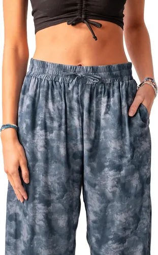 Vista 5 de Lotus and Luna Pantalones de pierna ancha con cordón para mujer, pantalones tailandeses para playa y descanso, cintura alta, pantalones bohemios