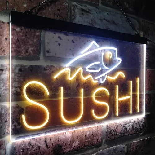 Vista 29 de ADVPRO Sushi Fish Sashimi Restaurant - Letrero de neón LED de doble color, azul y rojo, 12 x 8.5 pulgadas, st6s32-i3334-br