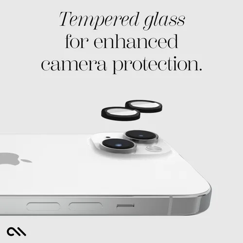 Vista 6 de Case-Mate Protector de lente de cámara con anillos de aluminio negro para iPhone 15 / iPhone 15 Plus - Doble vidrio templado - Tecnología