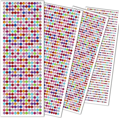 Vista 22 de 1799 piezas 4 hojas de pegatinas de diamantes de imitación 3/4/5/6 mm autoadhesivas para maquillaje de cara, ojos, cabello y cuerpo (Rojo-3/4/5/6mm)