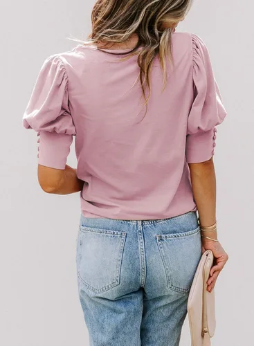 Vista 3 de DOROSE blusa holgada e informal con mangas fruncidas para mujer