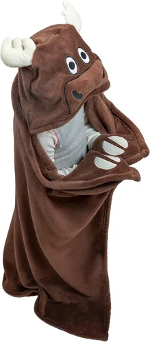 Vista 8 de Manta con capucha para llevar puesta Lazy One para niños, manta con capucha de animales (Oso)