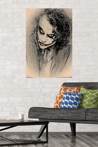 Vista 2 de Trends International Dark Knight-Sketch - Póster de pared premium, 22.375 x 34 pulgadas