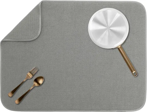 Vista 36 de S&T INC. Tapete de microfibra para secado de platos, reversible y absorbente para cocina, de 16 x 18 pulgadas, color negro
