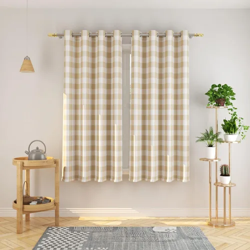 Vista 41 de Cortinas de 24 pulgadas de largo con diseño Buffalo Check Gingham Plaid para ventanas de cocina y baño, tratamiento para ventanas con 2 paneles