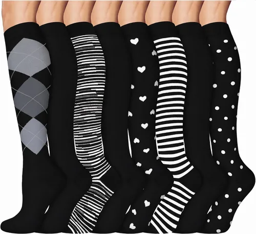 Vista 14 de ACTINPUT 8 Pares de Calcetines de Compresión para Mujeres y Hombres, Medias de Compresión de Soporte para Médico, Correr, Atletismo
