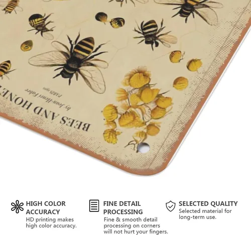 Vista 4 de Póster de abejas, póster de abejas, ilustración de abejas, impresión de abejas, regalo de abejas, arte de pared de miel, letrero de metal