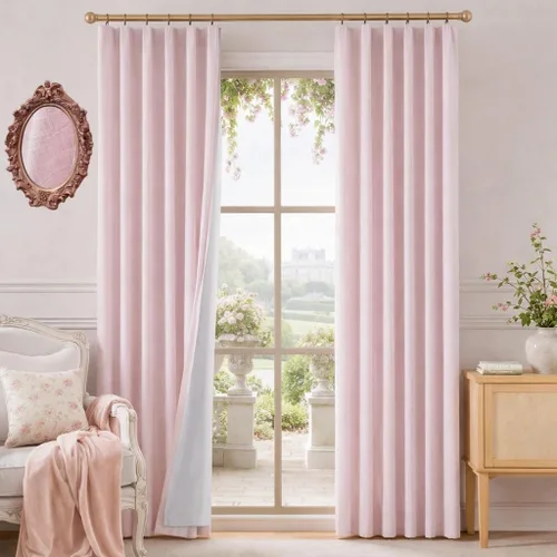 Vista 16 de HOMEIDEAS Cortinas plisadas de color naranja quemado 100% opacas, mezcla de lino de lujo con aislamiento térmico con ganchos ajustables, para sala