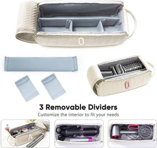Vista 3 de Bolsa de viaje para herramientas de cabello personalizadas con inicial, compatible con Shark FlexStyle, Revlon y Dyson Organizador de cepillos