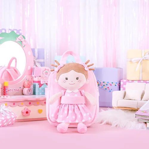 Vista 38 de Onetoo Mochila para niños pequeños, regalos de regreso a clases, mochilas para niñas y niños con muñecas de bebé ligeras y suaves en vestido