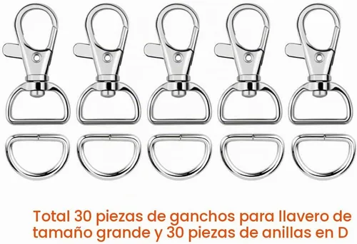 Vista 2 de Paxcoo 60 ganchos giratorios y anillos en D para cordones y proyectos de costura (1 pulgada de ancho interior)