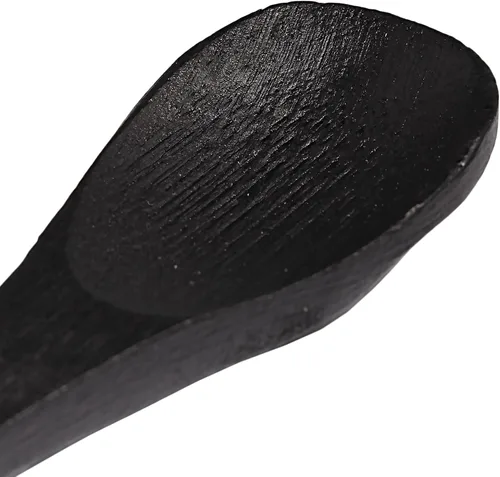 Vista 2 de BambooMN Cucharas de bambú para servir, mini cuchara de azúcar con sal, pequeñas cucharas de madera para especias, ovalada negra de 3.5 pulgadas, 10