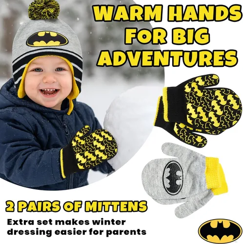 Vista 37 de DC Comics Conjunto de 2 pares de guantes o manoplas de invierno de Batman para niños (niños pequeños)