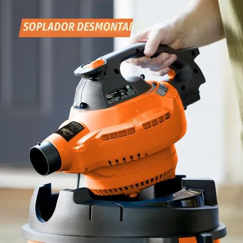 Vista 4 de Armor All VBV809 0901 - Aspiradora húmeda/seca de 8 galones y 4.5 HP con soplador desmontable, naranja