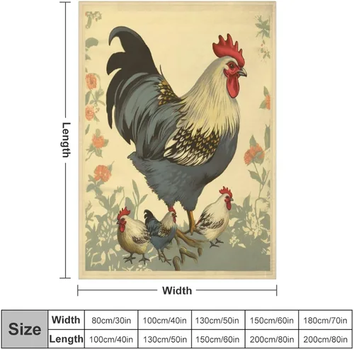 Vista 2 de Manta de gallos orgánica de forro polar de pollo de 30 x 40 pulgadas, manta de franela para sofá, cama para adultos, niños, adolescentes, regalo