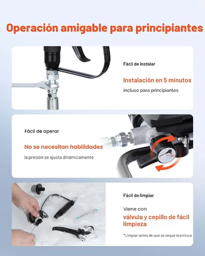 Vista 5 de VEVOR Pulverizador de pintura sin aire, 650 W, 3000 PSI de alta presión sin