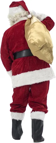 Vista 4 de Ahititi Disfraz de Papá Noel para hombres, traje de Papá Noel, para adultos, 11 piezas para hombre, de lujo, profesional, de Navidad, cosplay