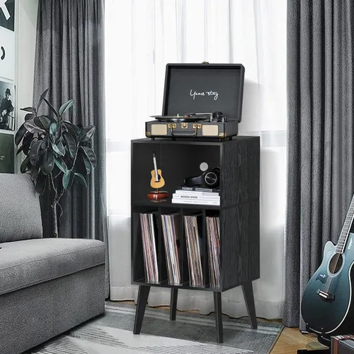 Vista 5 de Lerliuo - Soporte para tocadiscos, soporte para tocadiscos negro con capacidad para hasta 160 álbumes