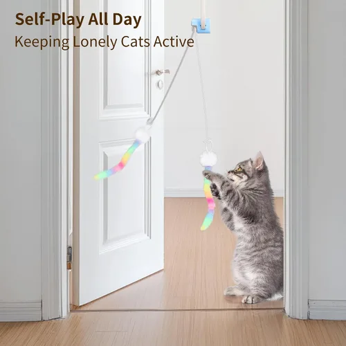 Vista 4 de Kezlume Paquete de 5 juguetes para gatos reemplazables para juguetes interactivos para gatos con control remoto, juguetes de plumas para gatos