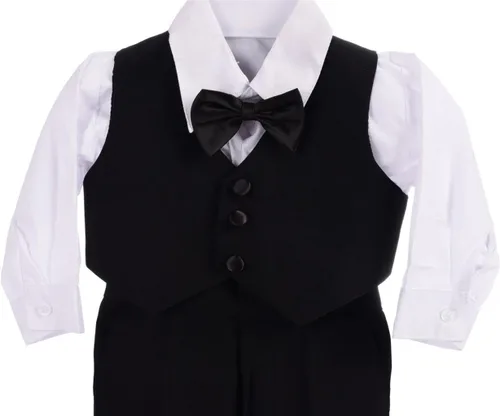 Vista 6 de Lito Angels Conjunto clásico de esmoquin con cola para bebé, traje de boda, 5 piezas, 039
