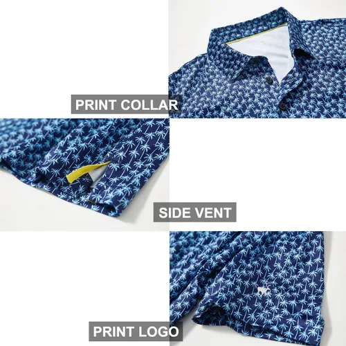 Vista 4 de Camisas de golf para hombre, manga corta, absorben la humedad, ajuste seco, estampado, atlético, casual, polo de golf para hombres