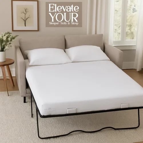 Vista 4 de Sleeper Sofa Juego de sábanas de 4 piezas de alta calidad, 100% algodón de 500 hilos, tejido de satén liso y súper suave, sábanas extrasuaves, sin
