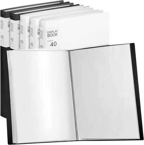 Vista 15 de Marspark - Carpeta de 4 piezas con fundas de plástico grande de 8.5" x 11", libro de presentación de 40 bolsillos con 80 páginas, carpeta