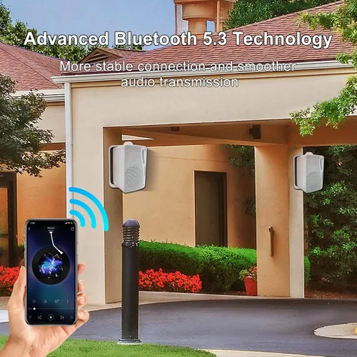 Vista 5 de STUDIOFINIX Altavoces Bluetooth al Aire Libre de 3.5 Pulgadas Impermeables con Cable, Altavoces de Pared de 3 Vías de 200W de Calidad Premium, Ideal