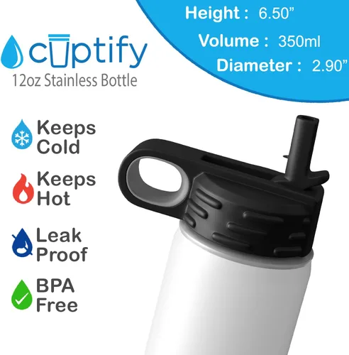 Vista 81 de Cuptify Botella de agua para niños personalizada con nombre en botella de agua aislada con anillo brillante verde de 12 onzas Verde brillante