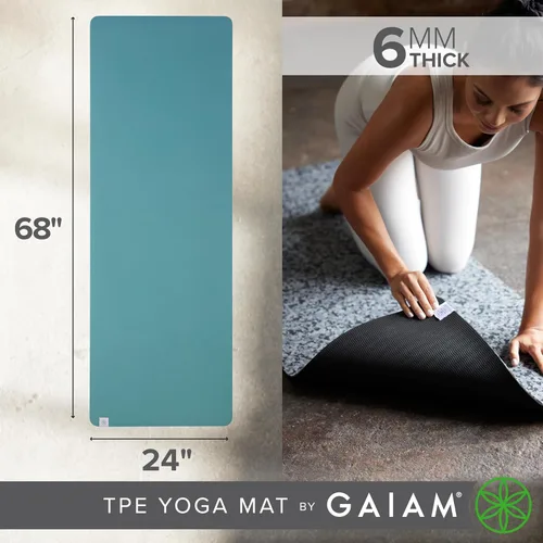 Vista 5 de Gaiam Tapete de yoga TPE — 0.236 in de grosor, superficie antideslizante de doble textura, resistente al sudor y respetuoso con el medio ambiente