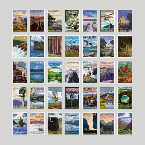 Vista 3 de Lantern Press Postales de Parques Nacionales, juego completo de los 63 63 Parques Nacionales