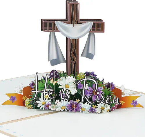 Vista 9 de D4DREAM Tarjeta desplegable de Pascua con sobre, 6 x 8 pulgadas, cesta de huevos de Pascua 3D, tarjeta de felicitación de conejo, ramo de flores