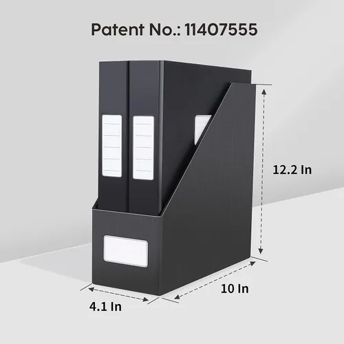 Vista 7 de JiaWei - Portarevistas negros, 3 paquetes de resistente estante de cartón, caja de archivo de organización de escritorio para estantes y escritorio