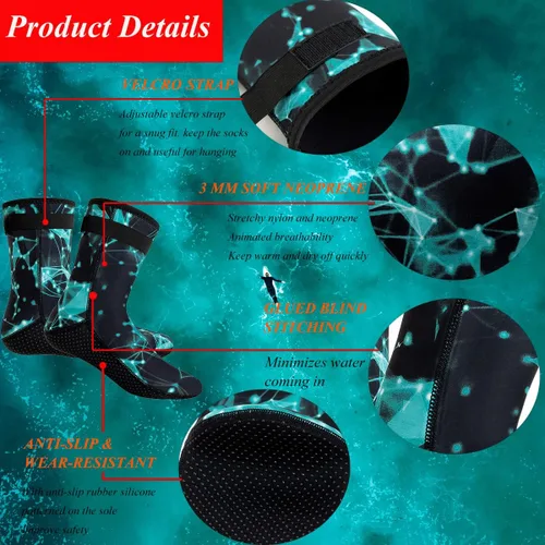 Vista 2 de Calcetines de neopreno de 0.118 pulgadas (0.118 in) calcetines de buceo térmicos antideslizantes calcetines de agua para natación deportes acuáticos