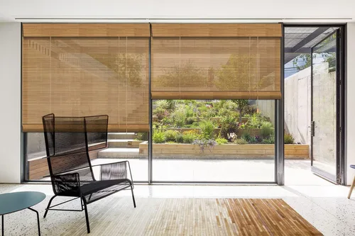 Vista 15 de Persianas de madera para ventana, persianas enrollables opacas con forro de bambú, fácil instalación para el hogar y el jardín, patrón 1