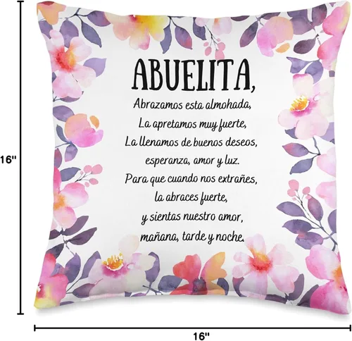 Vista 4 de Almohada de regalo para abuela para Abuela Regalo para Abuelita Flor Throw Pillow