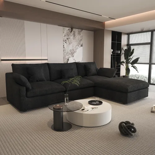 Vista 43 de Sofá seccional de 83 pulgadas para sala de estar, sofá modular relleno de plumón, sofás en forma de L con otomana, sofá convertible, fundas de sofá