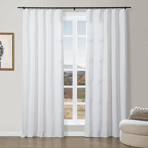 Vista 22 de ChadMade Simon Collection - Cortina de mezcla de algodón con forro de algodón de privacidad, 1 panel de 50 pulgadas de ancho x 84 pulgadas de largo
