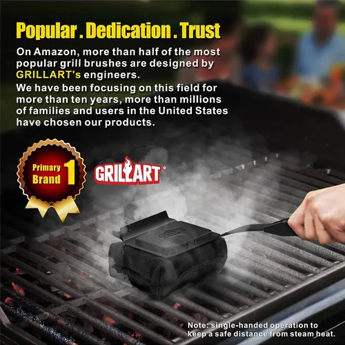 Vista 6 de GRILLART Cepillo para parrilla sin cerdas, almohadilla de limpieza para barbacoa reemplazable (sin mango), almohadilla/cabezal de limpieza