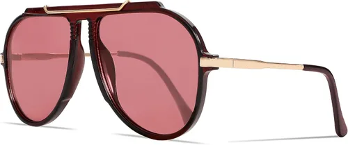 Vista 10 de GUVIVI Gafas de sol de aviador de gran tamaño para mujeres y hombres, estilo retro de los años 70, lentes de sol de metal dorado sin enredos