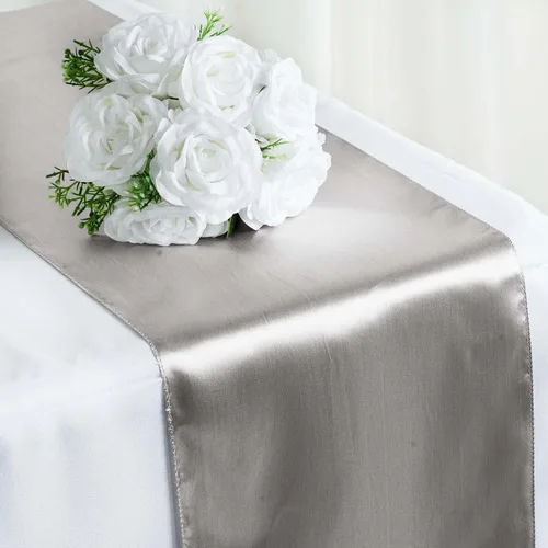 Vista 8 de Efavormart - 5 piezas de camino de mesa de satén de alta calidad para bodas, fiestas de cumpleaños, ajuste rectangular y mesa redonda, 12 x 108