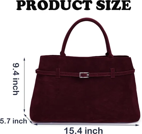 Vista 2 de Claret Vintage Suede Tote, bolso de hombro con asa superior, bolso de viaje de compras