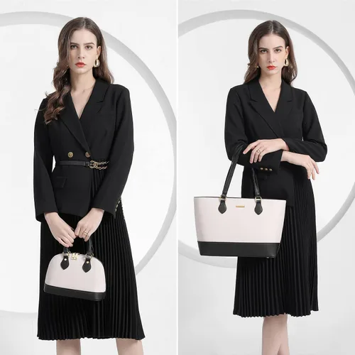Vista 2 de Bagsure Juego de bolsos de mano, juegos de bolsos para mujer, bolsa de mano, 4 piezas, juego de bolso con bolsa de mano, bolsa de hombro, negro