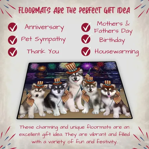 Vista 7 de Doggie of the Day Alaskan Malamute Dogs Floor Mat - 4th of July Independence Day - Best Dog Doormat - Protector Decor - Unique Portrait Art