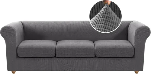 Vista 29 de H.VERSAILTEX Funda elástica para sofá de 3 piezas, fundas tradicionales Chesterfield para sofá de dos plazas de 2 cojines, antideslizante, funda