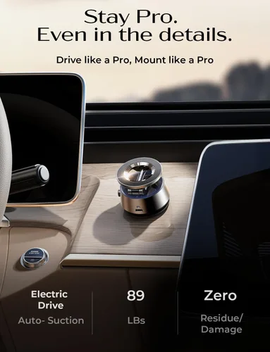 Vista 2 de LISEN Soporte de teléfono con succión para automóvil 【No deja residuos】Soporte magnético de vacío ajustable 360 para salpicadero del automóvil Gris