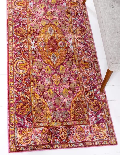 Vista 12 de Unique Loom Austin Collection Botanical, Medallion, Vintage Alfombra de área 4' 0" x 6' 0", Beige/Azul